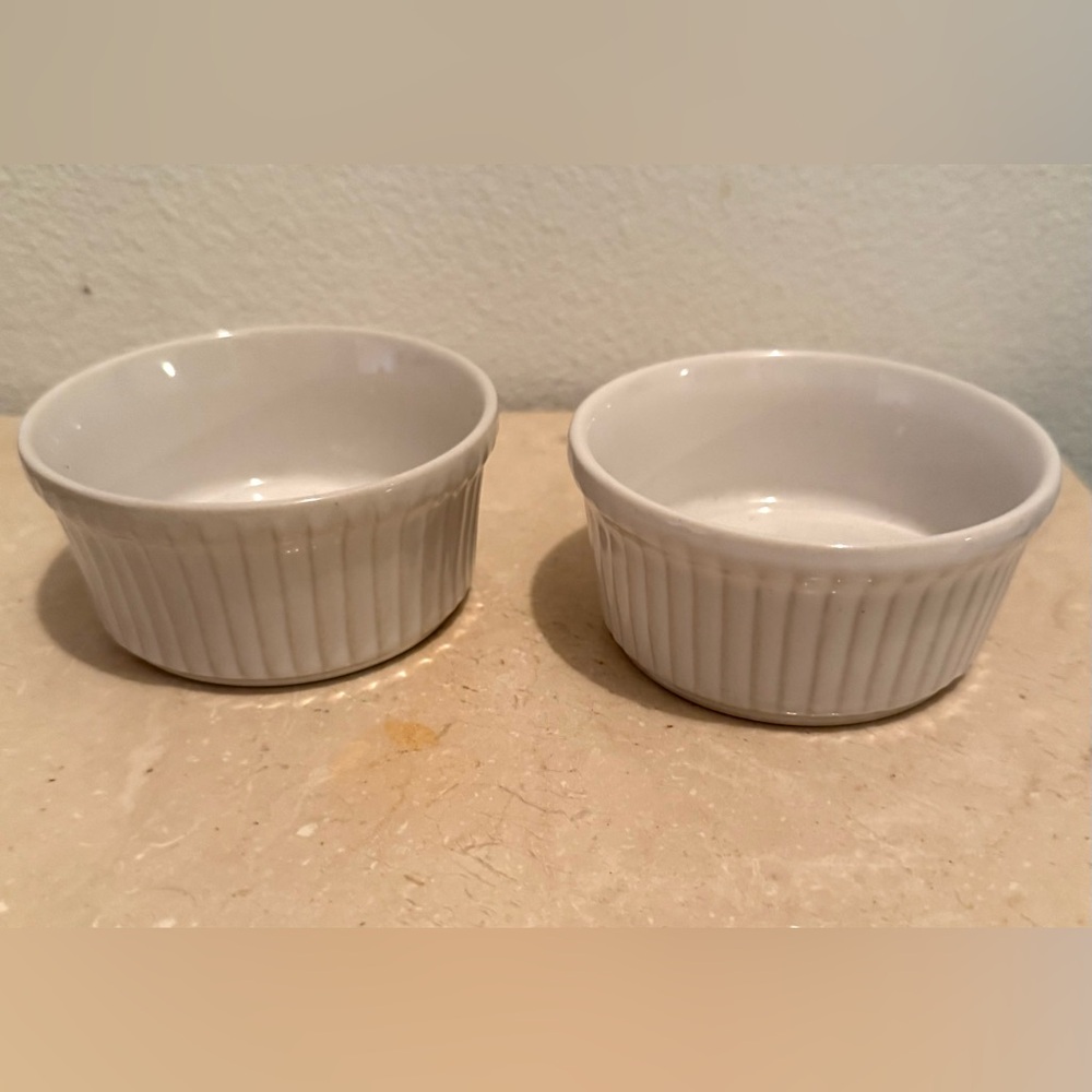 2 P.T. Tulowice Porcelain Ramekins made in Poland 3.5”